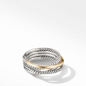 David Yurman Crossover Band Ring in Sterling Silver with 18K Yellow Gold, 6.8mm DY Bailey's Fine Jewelry