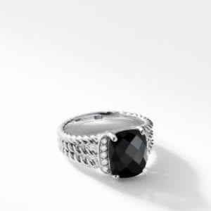 David Yurman Petite Wheaton in Sterling Silver with Black Onyx and Diamonds, 10mm DY Bailey's Fine Jewelry