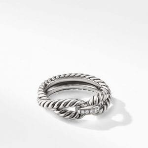 David Yurman Cable Loop Band Ring in Sterling Silver with Diamonds, 7mm DY Bailey's Fine Jewelry