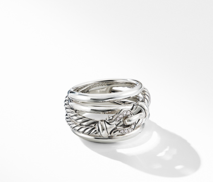 David Yurman Buckle Ring with Diamonds, Size 7 – Bailey's Fine Jewelry