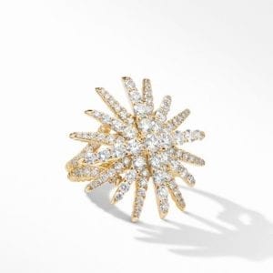 David Yurman Starburst Ring in 18K Yellow Gold with Diamonds, 28mm Rings Bailey's Fine Jewelry