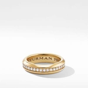 David Yurman Streamline Band Ring in 18K Yellow Gold with Diamonds, 6mm Rings Bailey's Fine Jewelry