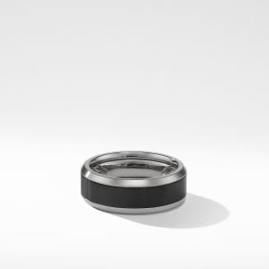 David Yurman Beveled Band Ring in Grey Titanium with Black Titanium, 8.5mm DY Bailey's Fine Jewelry