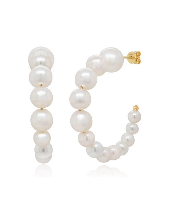 Bailey’s Icon Collection Pearl Hoop Earrings in 14k Yellow Gold ...