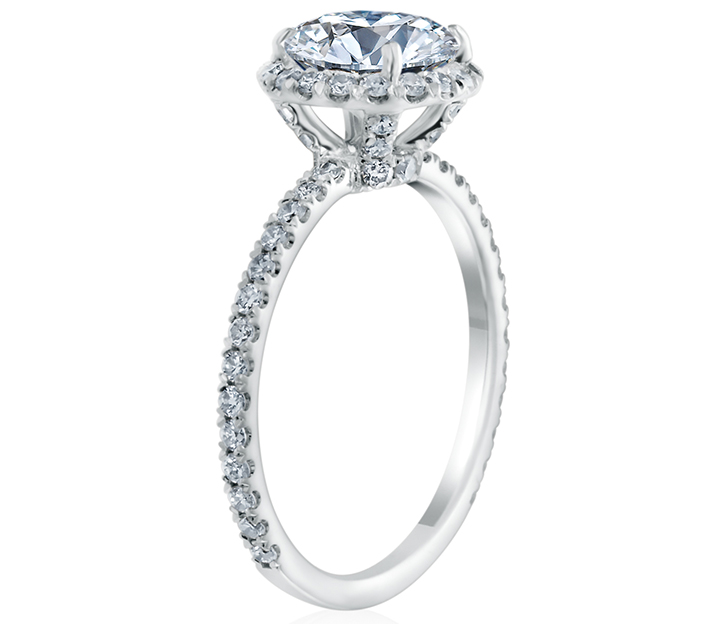 Four-Prong 14k White Gold Solitaire Engagement Ring Setting - UR138