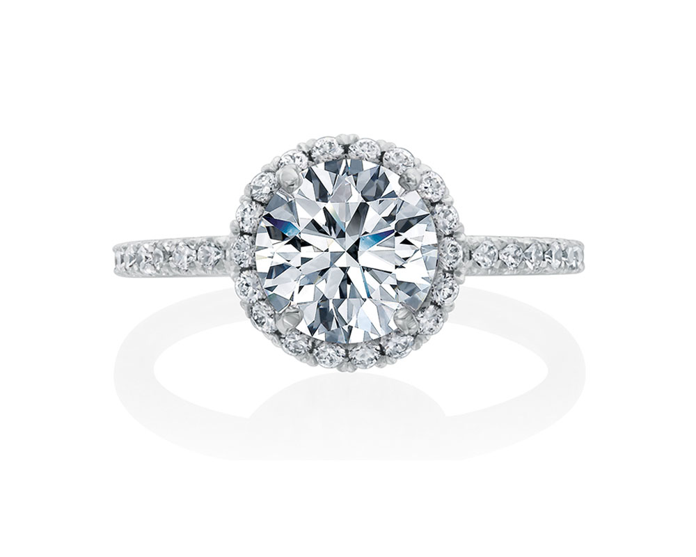 Buy Diamond Ring Setting, Diamond Ring Semi Mount, 14K White Gold Diamond  Ring Mountings, Round 3D Diamond Band Under Halo Engagement Ring Online in  India - Etsy