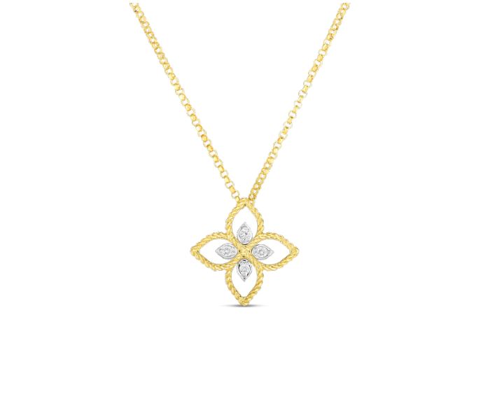 Roberto Coin 18k Principessa Small Flower Pendant Necklace with ...