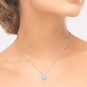 Cluster Diamond Pendant Necklace in 14k White Gold