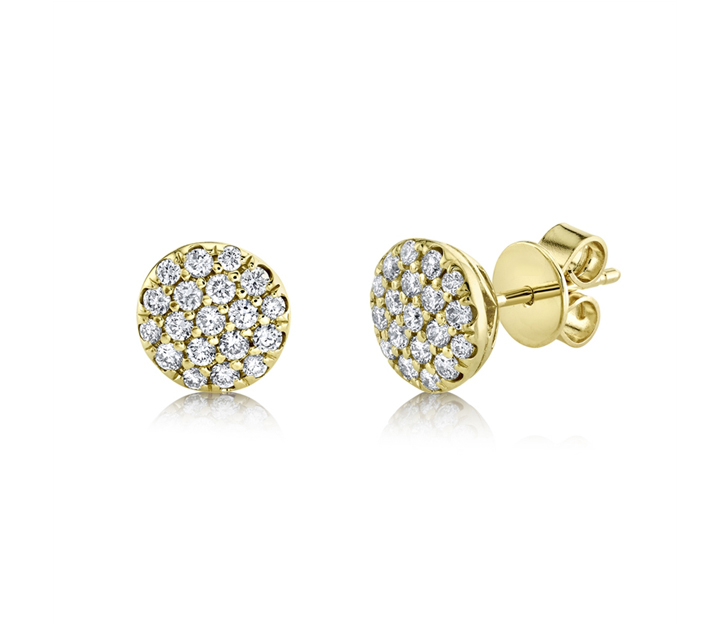 14k Yellow Gold Pave Diamond Stud Earrings – Bailey's Fine Jewelry