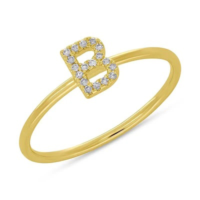 Diamond Initial Ring in 14k Yellow Gold – Bailey's Fine Jewelry