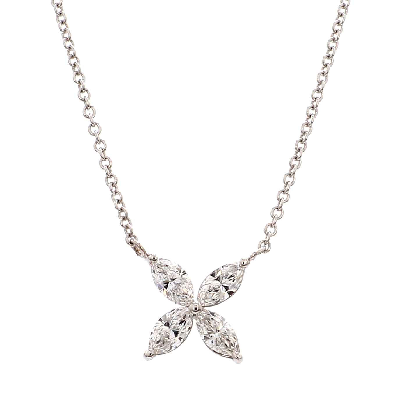 Marquise Diamond Floral Pendant Necklace in 14k White Gold – Bailey's ...