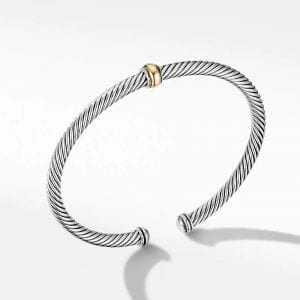 David Yurman Classic Cable Station Bracelet in Sterling Silver with 18K Yellow Gold, 4mm Bracelets Bailey's Fine Jewelry