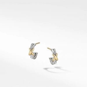 David Yurman Petite X Hoop Earrings in Sterling Silver with 18K Yellow Gold, 12.6mm DY Bailey's Fine Jewelry