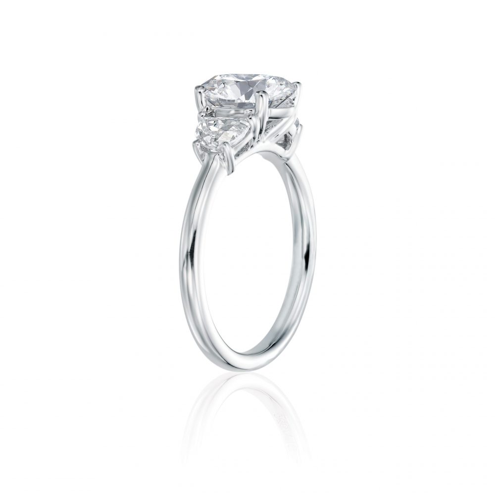 Three Stone Oval with Halfmoons Engagement Ring Setting – Bailey's Fine ...