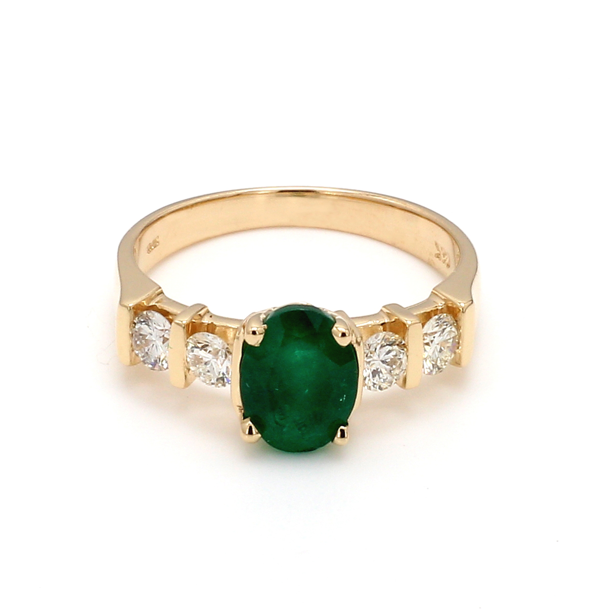 Oval Emerald Ring with Diamond Accents in 14k Yellow Gold – Bailey's ...