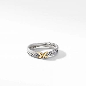 David Yurman Petite X Ring in Sterling Silver with 18K Yellow Gold, 4mm DY Bailey's Fine Jewelry