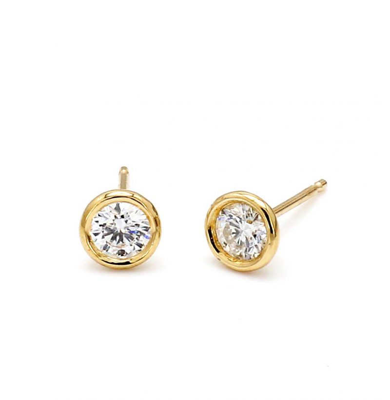 Rose Gold Stud Round Bezel Diamond Earrings 21657DR-80N | Baxter's Fine  Jewelry | Warwick, RI