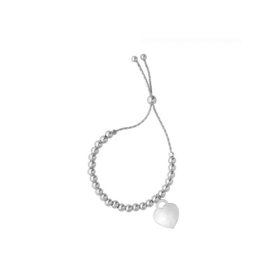 Sterling Silver Ball Slider Bracelet - With Sterling Silver Locket Heart  Charm