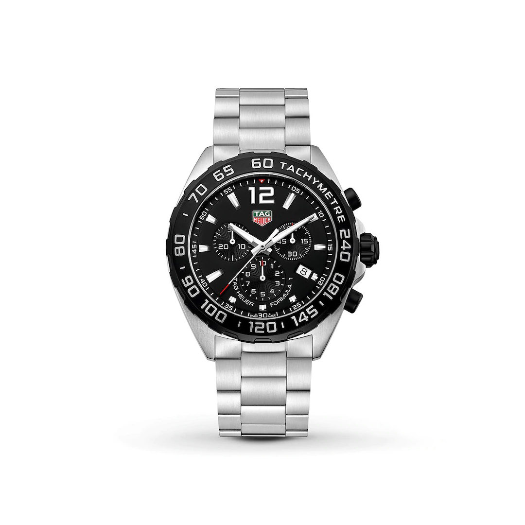 Tag Heuer Formula 1 Chronograph 43MM Steel Watch, with a Black Bezel, Black  Dial and Quartz Movement | Tag heuer, Tag heuer formula, Chronograph
