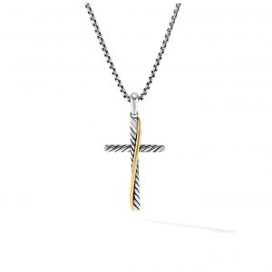 Crossover Cross Pendant with 18K Yellow Gold
