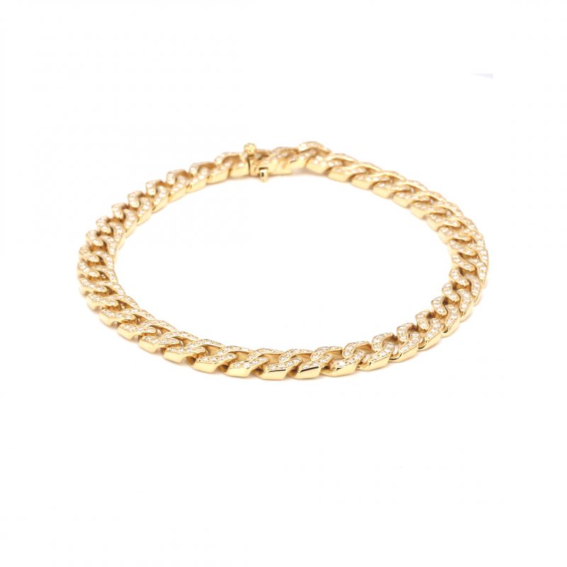1.80ct Diamond Curb Link Bracelet in yellow gold