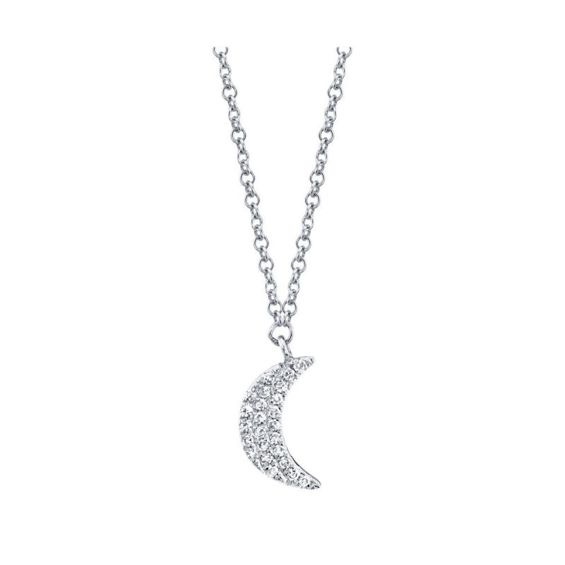 14k gold grey&blue diamond moon necklace | Lodagold