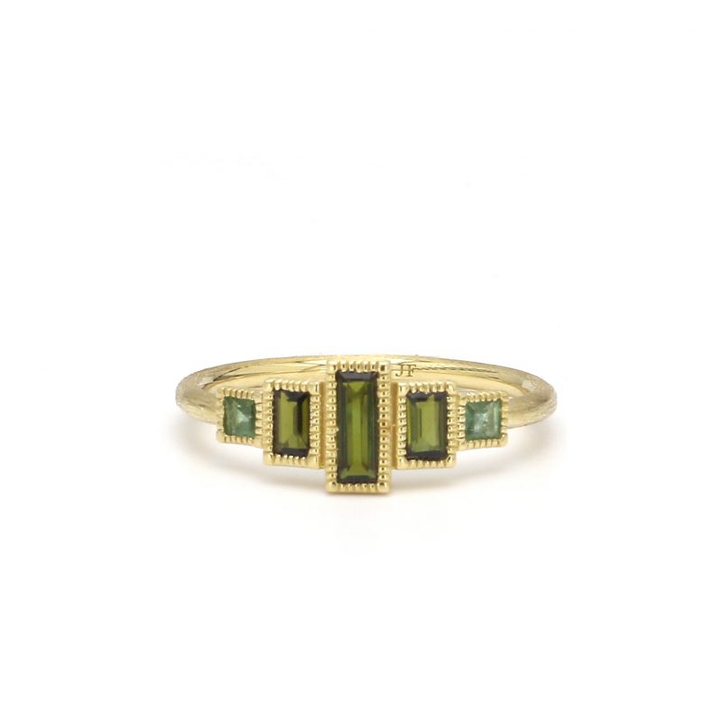 Jude Frances Petite Green Tourmaline Baguette Tapered Ring