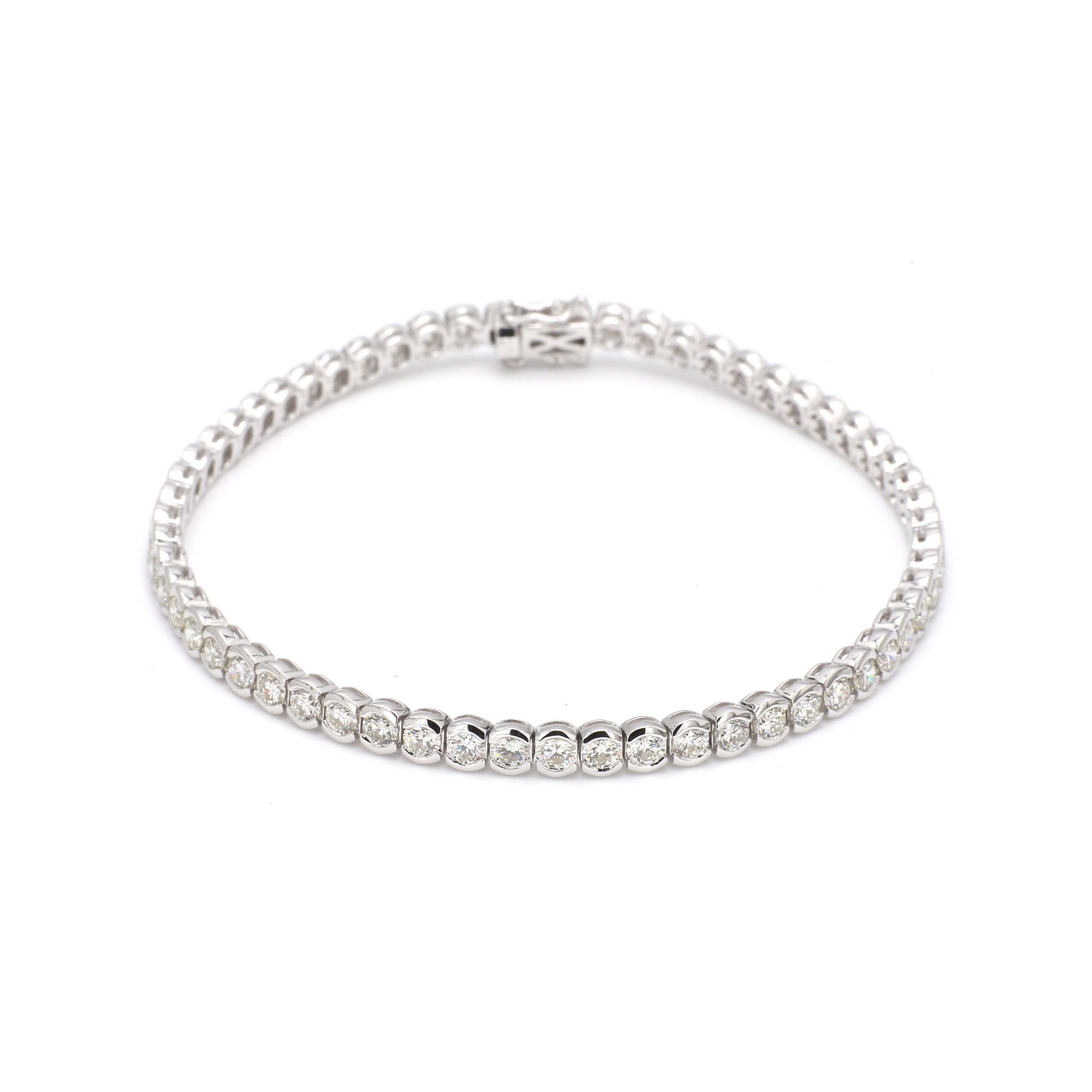 5.20ct White Gold Half Bezel Set Tennis Bracelet – Bailey's Fine Jewelry