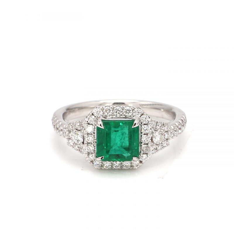Ascher Cut Emerald and Diamond Ring – Bailey's Fine Jewelry