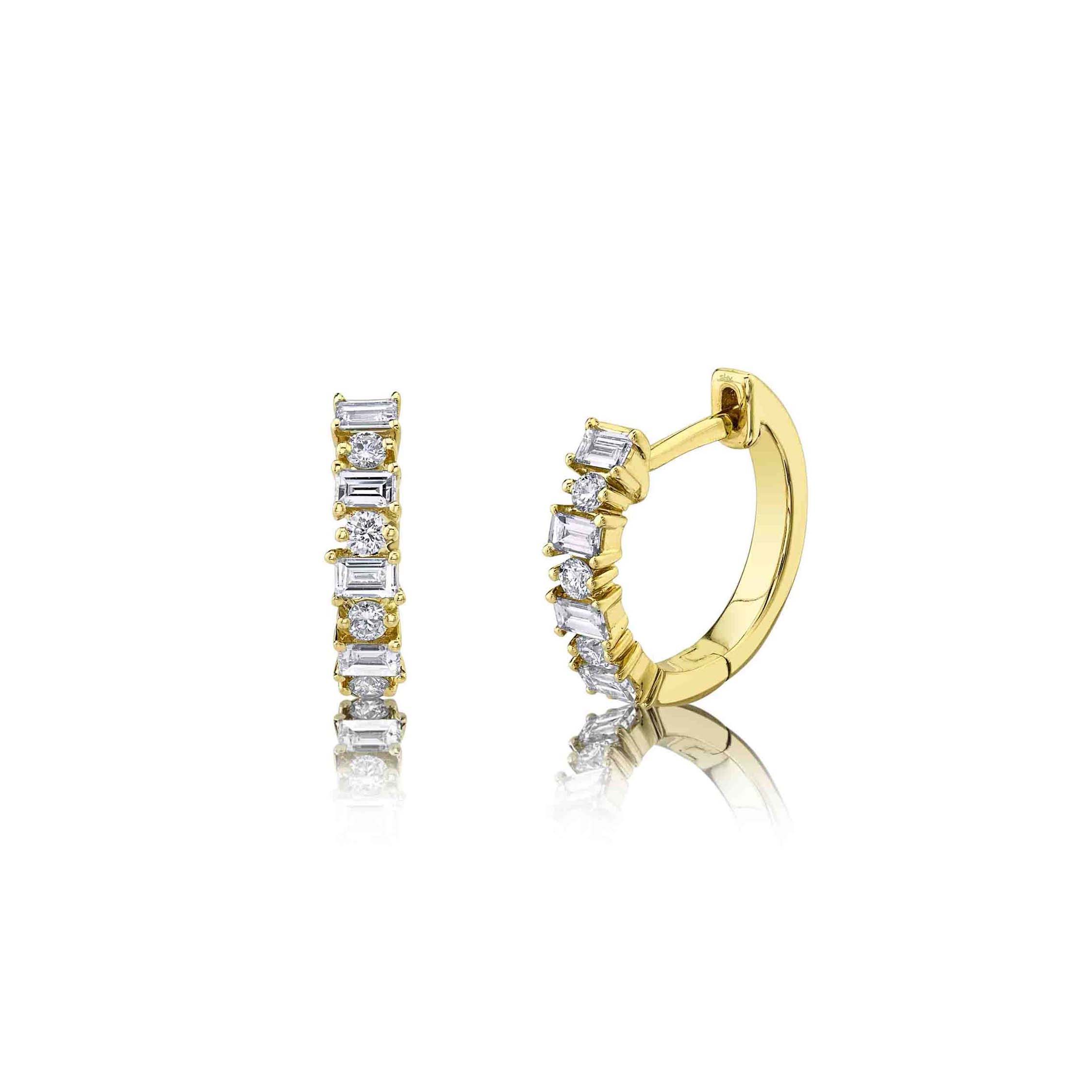 042CT Diamond Baguette Huggie Hoop Earrings  Baileys Fine Jewelry