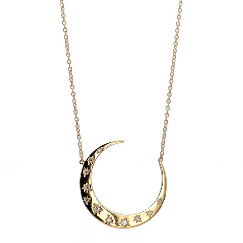 Crescent with Diamond Stars Pendant Necklace – Bailey's Fine Jewelry