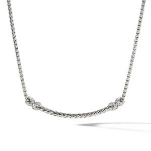 Petite X Bar Necklace with Pav� Diamonds
