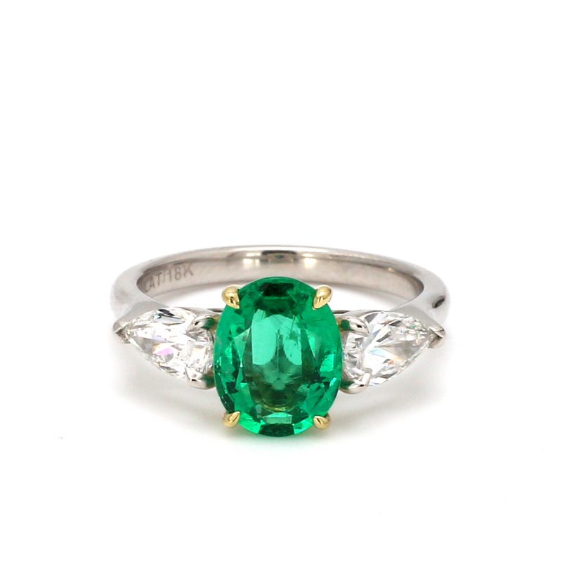 Oval Emerald and Pear Cut Diamond Ring – Bailey's Fine Jewelry