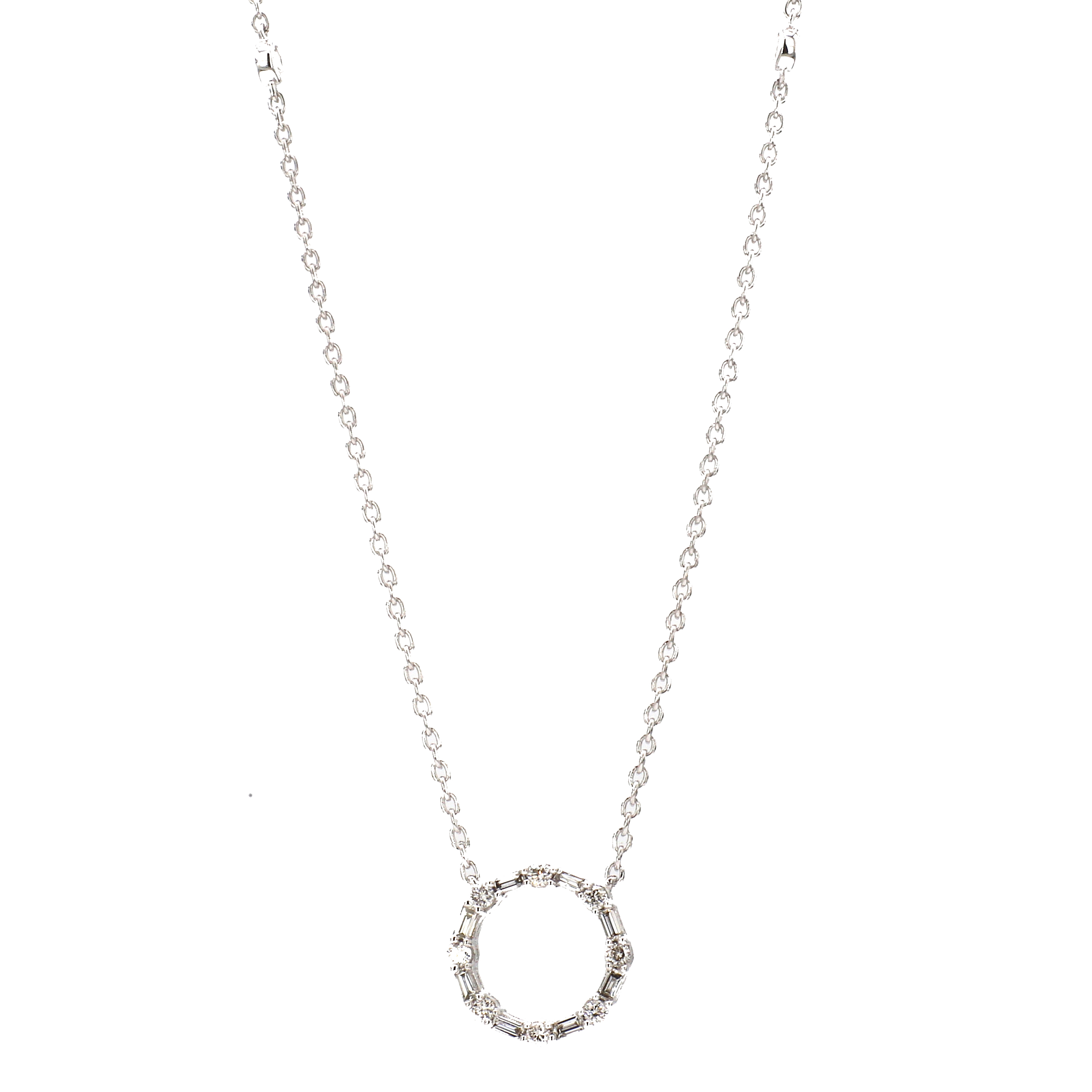 Round and Baguette Cut Open Diamond Circle Pendant Necklace – Bailey's ...