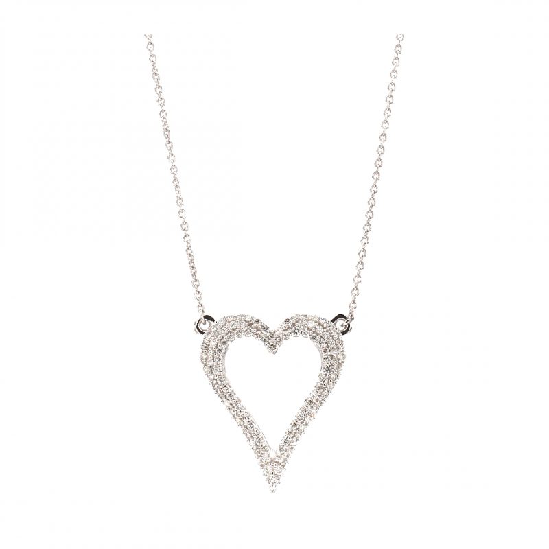Pave Diamond Open Heart Pendant Necklace – Bailey's Fine Jewelry