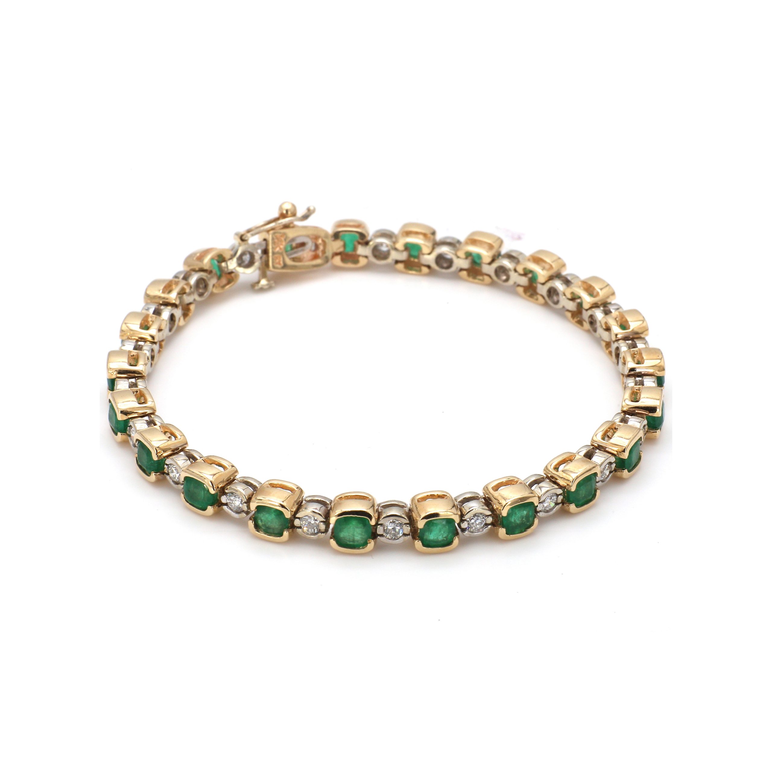 Alternating Emerald and Diamond Half Bezel Bracelet – Bailey's Fine Jewelry