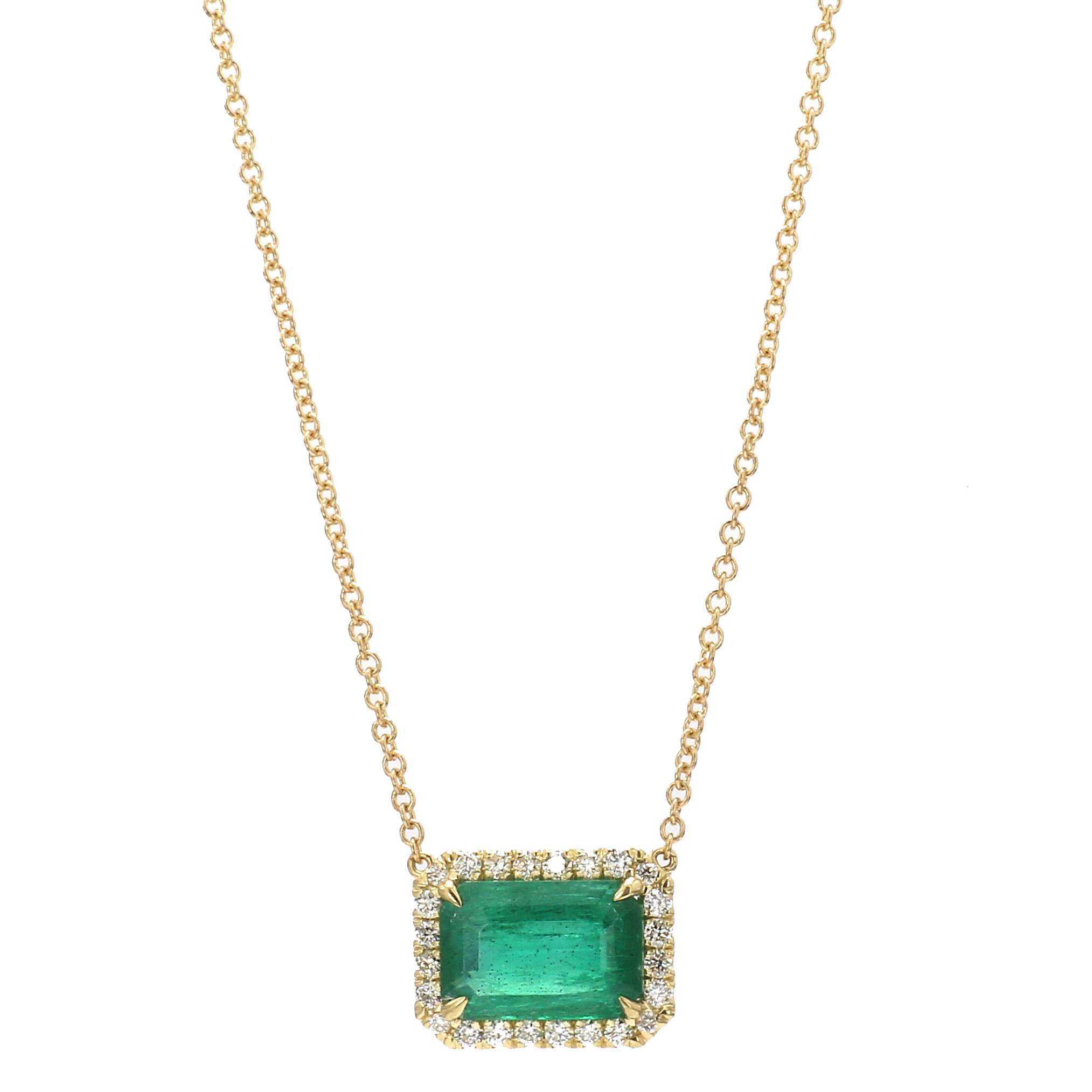 14k Yellow Gold Genuine Emerald & Diamond Cluster Pendant – Exeter Jewelers