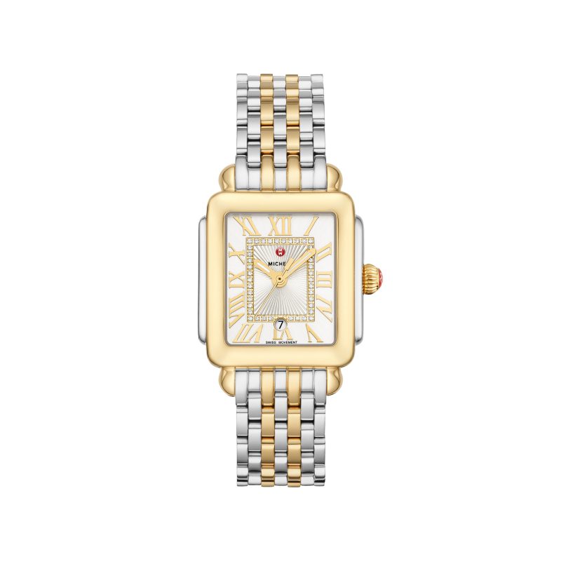 Michele Deco Madison Mid Two-Tone 18k Gold Diamond Dial Watch