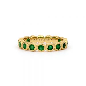 Three Stories Classic Bezel Set Emerald Band Ring