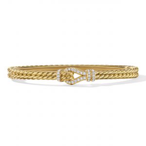 David Yurman Thoroughbred Loop Bracelet in 18K Yellow Gold with Diamonds, 4.5mm Bracelets Bailey's Fine Jewelry