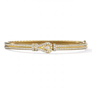 David Yurman Thoroughbred Loop Bracelet in 18K Yellow Gold with Full Pave Diamonds, 4.5mm Bracelets Bailey's Fine Jewelry