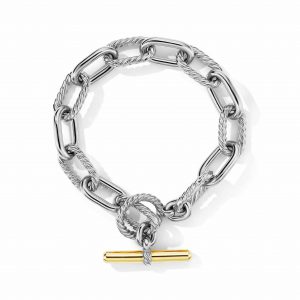 David Yurman DY Madison Toggle Chain Bracelet in Sterling Silver with 18K Yellow Gold, 11mm Bracelets Bailey's Fine Jewelry