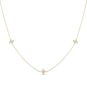 Roberto Coin 18k Yellow Gold Love by The Inch 3 Station Flower Necklace Necklaces & Pendants Bailey's Fine Jewelry