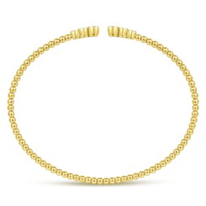 Gabriel 14K Yellow Gold Bujukan Bead Split Cuff Bracelet with Bezel Set Diamonds