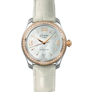 Glashütte Original Lady Serenade Watch with White Alligator Leather Strap Watches Bailey's Fine Jewelry