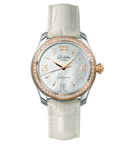 Glashütte Original Lady Serenade Watch with White Alligator Leather Strap