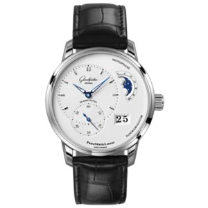 Glashütte Original PanoMaticLunar Watch with Black Alligator Leather Strap Watches Bailey's Fine Jewelry