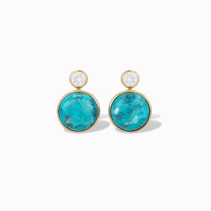 Laura Foote Floating Gem Stud Earrings in Blue Mohave Turquoise