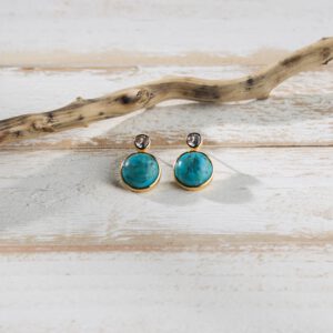 Laura Foote Floating Gem Stud Earrings in Blue Mohave Turquoise