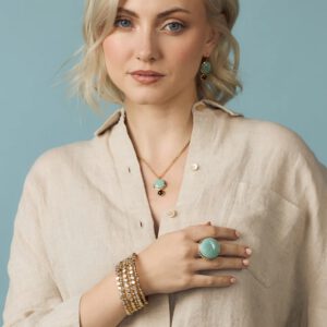 Laura Foote V Statement Ring in Amazonite